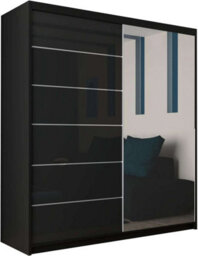 Sliding Wardrobes 4 u LTD Sliding Wardrobes 4U Fletche High Gloss Mirror Sliding Door Wardrobe In 3 Colors And 3 Sizes (Black W1500mm H2000mm) - thumbnail 2