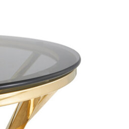 Comfy Living Round Geometric Design Gold Metal Side Table With Tinted Glass Tempered Top - thumbnail 7