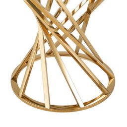 Comfy Living Round Geometric Design Gold Metal Side Table With Tinted Glass Tempered Top - thumbnail 6