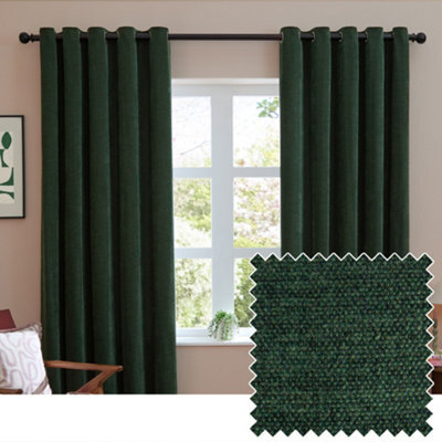 furn. Furn Soft Chenille Blackout Eyelet Curtain Pair, Bottle, (W) 229 X (D) 183Cm - image 1