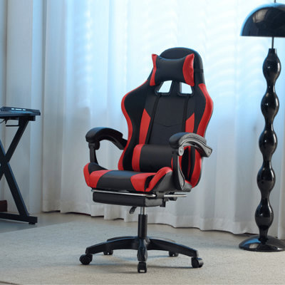 Home Source Neuro Red Black Fully Adjustable Gaming Computer Chair With Footrest And Lumbar Support - image 1