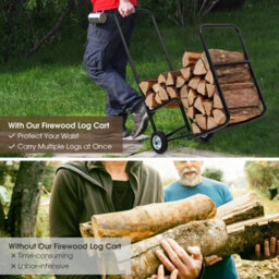 Gainoom Firewood Cart Rolling Log Carrier Fireplace Log Holder Durable Rubber Wheels - thumbnail 8