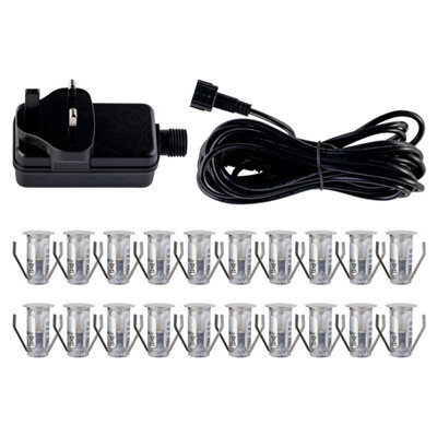 First Choice Lighting Set Of 20 15mm Stainless Steel Ip67 Warm White Led Plinth Decking Kit - image 1