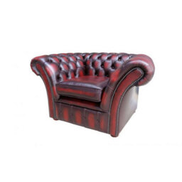 Chesterfield Club Chair Antique Oxblood Red Real Leather In Balmoral Style - thumbnail 4