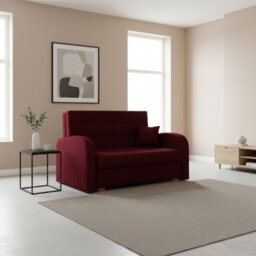 Sofa Bed Viva Gold Ii With Storage Free Standing Upholstered Back Wooden Legs Sleeping Area 133X98X85Cm Claret