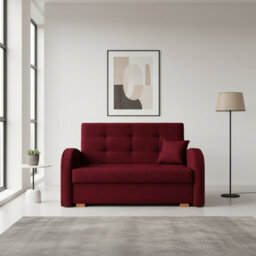 Sofa Bed Viva Gold Ii With Storage Free Standing Upholstered Back Wooden Legs Sleeping Area 133X98X85Cm Claret - thumbnail 2
