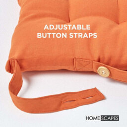 Homescapes Burnt Orange Seat Pads Or Cotton Chair Cushions 40X40 Cm, Set Of 4 Plain Chair Pads For Dining, Kitchen Or Outdoor - thumbnail 5