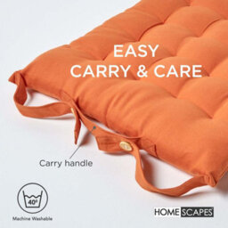 Homescapes Burnt Orange Seat Pads Or Cotton Chair Cushions 40X40 Cm, Set Of 4 Plain Chair Pads For Dining, Kitchen Or Outdoor - thumbnail 6