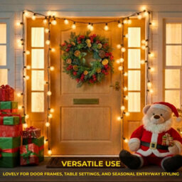 Shatchi 24-Inch Orange & Berry Christmas Wreath - Autumn Floral Door Decoration - thumbnail 7