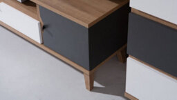 Arte Memone Elegant Tv Cabinet - Golden Oak With Graphite & White Matt - W1200mm X H480mm X D400mm - thumbnail 3