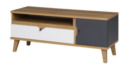Arte Memone Elegant Tv Cabinet - Golden Oak With Graphite & White Matt - W1200mm X H480mm X D400mm
