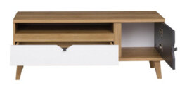 Arte Memone Elegant Tv Cabinet - Golden Oak With Graphite & White Matt - W1200mm X H480mm X D400mm - thumbnail 2