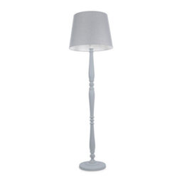 Valuelights Victoria Traditional White Wood Candlestick Floor Lamp With Grey Tapered Shade - Led Bulb Included - thumbnail 2