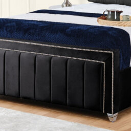 UKBEDFURNITURE Fiona Black Plush Valvet Upholstered Gas Lift Ottoman Storage Bed -  With 48 Inch Headboard - thumbnail 3