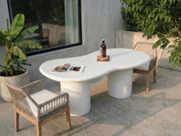 Beliani Garden Dining Table Sirmione 200 Cm 110 Cm Terrazzo Effect White Terrazzo - thumbnail 2