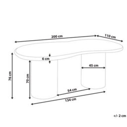 Beliani Garden Dining Table Sirmione 200 Cm 110 Cm Terrazzo Effect White Terrazzo - thumbnail 3