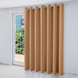 Moonlight Bedding Blackout Polyester Curtain Thermal Natural Beige Curtains With Eyelet Header (Single) 66X84Inch (168X213Cm)