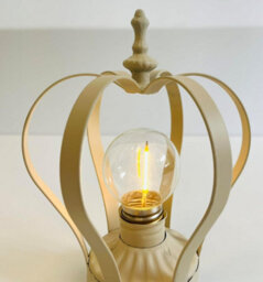 My Square Mile Crown Table Lamp Cordless Battery Operated With Bulb Distressed Metal Light Nightstand Gold/grey/cream (Cream) - thumbnail 2