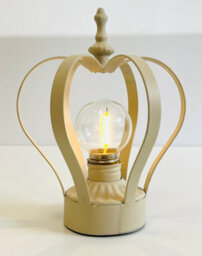 My Square Mile Crown Table Lamp Cordless Battery Operated With Bulb Distressed Metal Light Nightstand Gold/grey/cream (Cream)