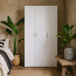 Wyld Haus Daejeon 3-Door White Wooden Wardrobe - thumbnail 1