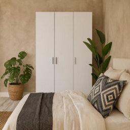 Wyld Haus Daejeon 3-Door White Wooden Wardrobe - thumbnail 2