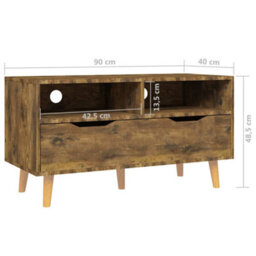 Berkfield Tv Cabinet Smoked Oak 90X40X48.5 Cm Engineered Wood - thumbnail 7