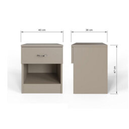 Fwstyle Promo Bedside Table Chest Of Drawers Putty Nightstand 1 Drawer Open Storage (H) 47 (W) 40 (D) 36Cm - thumbnail 7