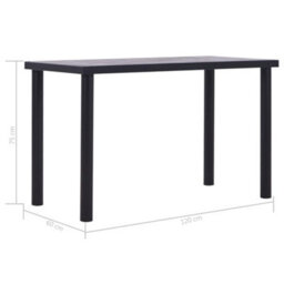 Berkfield Modern Dining Table Black And Concrete Grey 120X60X75 Cm Mdf - thumbnail 5
