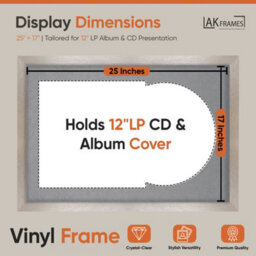 "AK Frames 25X17"" Aluminium Modern Vinyl Record Frame With Mid Grey Mount For 12 Inch Lp Cover & Disc - Overlapped Design" - thumbnail 2
