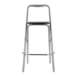Taylor & Brown 2 X Folding Bar Stool, Wooden Effect Seat With Footrest, Silver Frame, Foldable Kitchen Restaurant Seating, Black - thumbnail 4