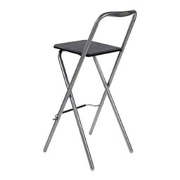 Taylor & Brown 2 X Folding Bar Stool, Wooden Effect Seat With Footrest, Silver Frame, Foldable Kitchen Restaurant Seating, Black - thumbnail 3