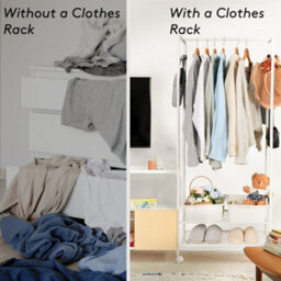 Fativo 2-Tier 152Cm H Metal Rolling Garment Rack With Storage Shelves And 8 Hooks For Bedroom, Entryway, Laundry - thumbnail 3