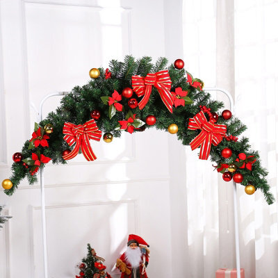 Living And Home Artificial Light Up Christmas Swags Bow Ball Christmas Decoration Xmas Ornament 180 Cm - image 1
