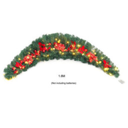 Living And Home Artificial Light Up Christmas Swags Bow Ball Christmas Decoration Xmas Ornament 180 Cm - thumbnail 5