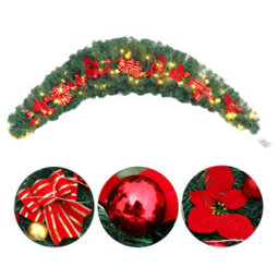 Living And Home Artificial Light Up Christmas Swags Bow Ball Christmas Decoration Xmas Ornament 180 Cm - thumbnail 3