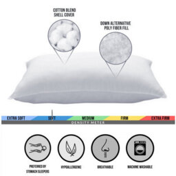 Ameha Pillows Hotel Quality Bounce Back Hollowfiber Filled Firm Deluxe Breathable Pillow 50X75 Cm Pair - thumbnail 2