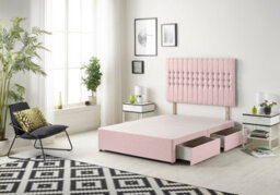 Somnior Beds Somnior Galaxy Plush Pink Divan Bed Base With 2 Drawers And Headboard - Small Double - thumbnail 1