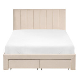Beliani Bed With Storage Drawers Velvet Lonzac 120 X 200 Cm (Eu Small Double) Beige - thumbnail 7