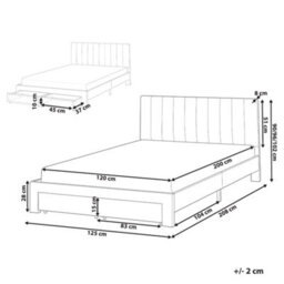 Beliani Bed With Storage Drawers Velvet Lonzac 120 X 200 Cm (Eu Small Double) Beige - thumbnail 3