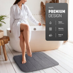 Keplin 50X60Cm Memory Foam Bath Mat Ultra Soft, Highly Absorbent, Non Slip, Machine Washable, Dark Grey - thumbnail 3