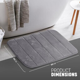 Keplin 50X60Cm Memory Foam Bath Mat Ultra Soft, Highly Absorbent, Non Slip, Machine Washable, Dark Grey - thumbnail 2