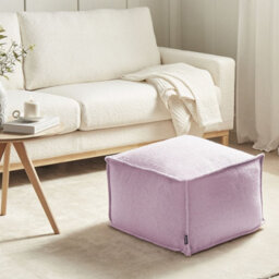 Wyld And Coco Pink Cotton Pouffe - Square Footstool W50 X D50 X H30Cm, Eps Filling - thumbnail 2