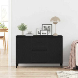 Berkfield Black Oak Sideboard - 104X35X70 Cm, Made From Engineered Wood - thumbnail 4