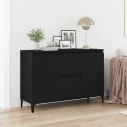 Berkfield Black Oak Sideboard - 104X35X70 Cm, Made From Engineered Wood