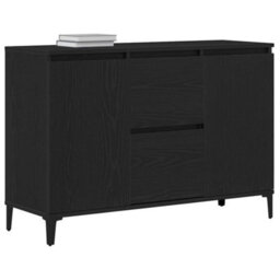 Berkfield Black Oak Sideboard - 104X35X70 Cm, Made From Engineered Wood - thumbnail 3