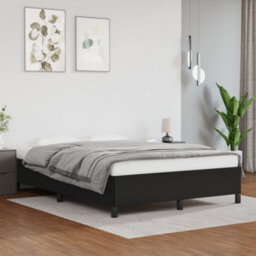 Berkfield Bed Frame Black 135X190 Cm 4Ft6 Double Faux Leather - thumbnail 1