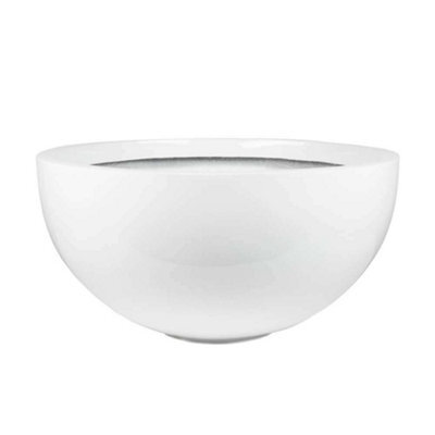 Primrose Gloss White Garden Outdoor Fibreglass High Low Bowl Planter 72Cm