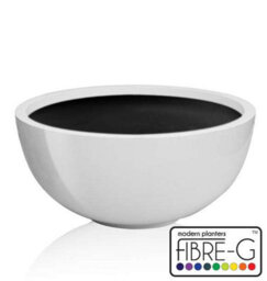 Primrose Gloss White Garden Outdoor Fibreglass High Low Bowl Planter 72Cm - thumbnail 3