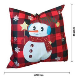 Netagon Xmas Haus Christmas Themed Cushion Snowman Red/black Linen - thumbnail 2