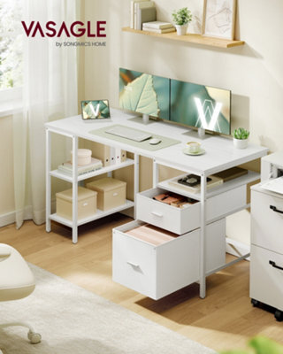 LEDREM Computer Desk, Work Desk With Storage, 3 Shelves, 2 Drawers, 140 X 60 X 76 Cm, For Home Office, Living Room, Modern Style - image 1